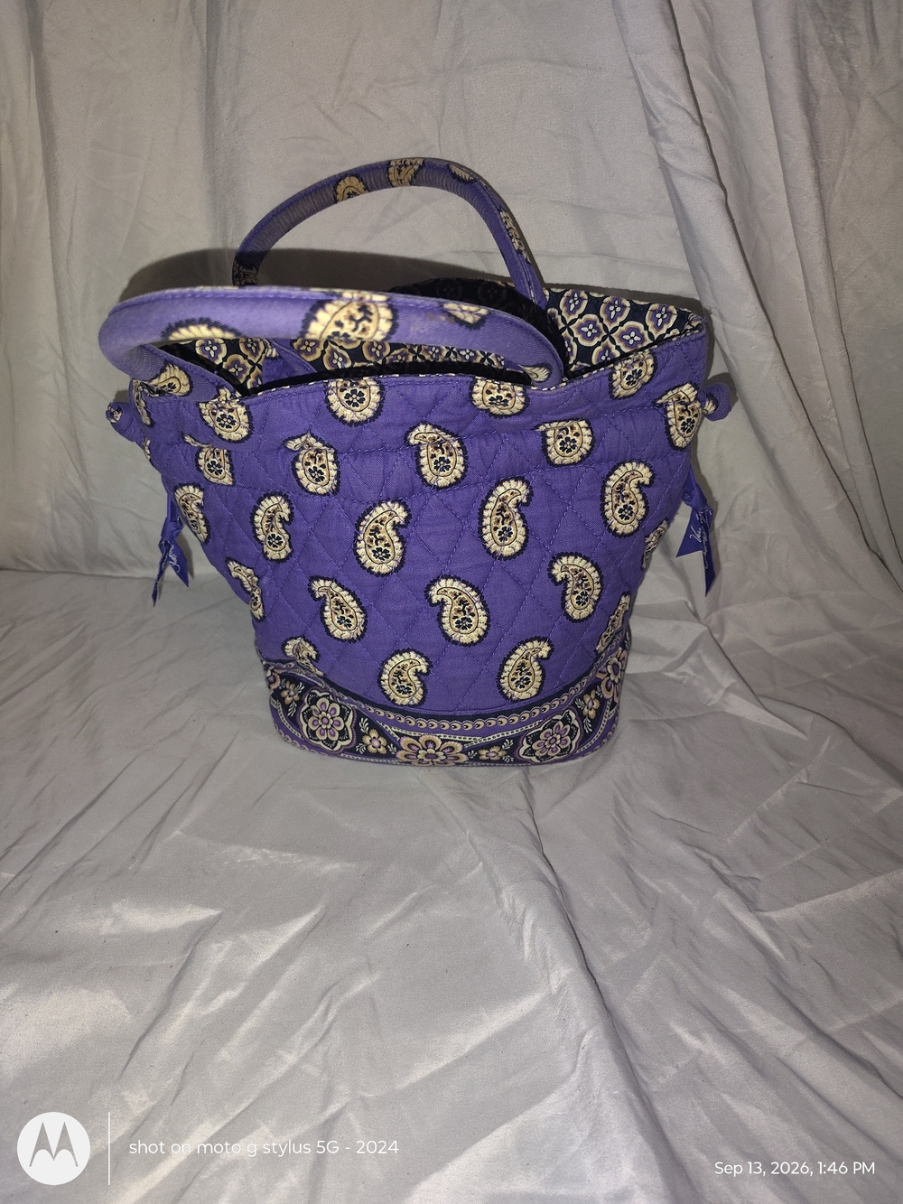 Vera Bradley Purple Paisley Medium Tote, Detachable Strap